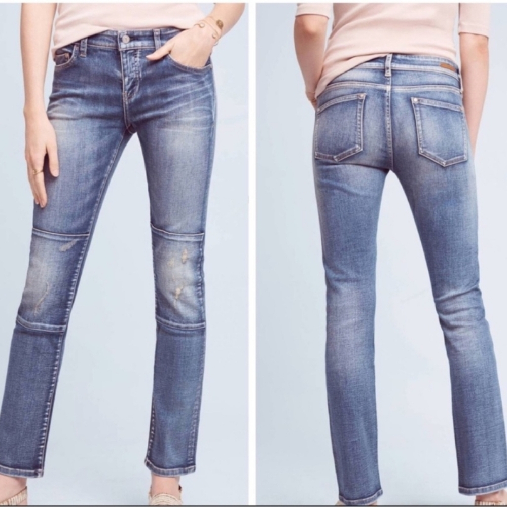 Anthropologie Pilcro Parallel mid-rise straight distressed jeans EUC Size 24